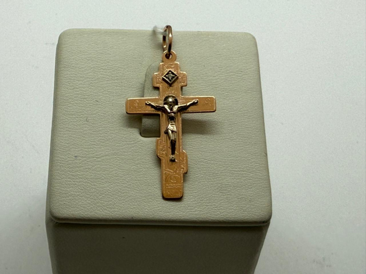 ПОДВЕСКА КРЕСТ С КАМНЕМ (Au 585)