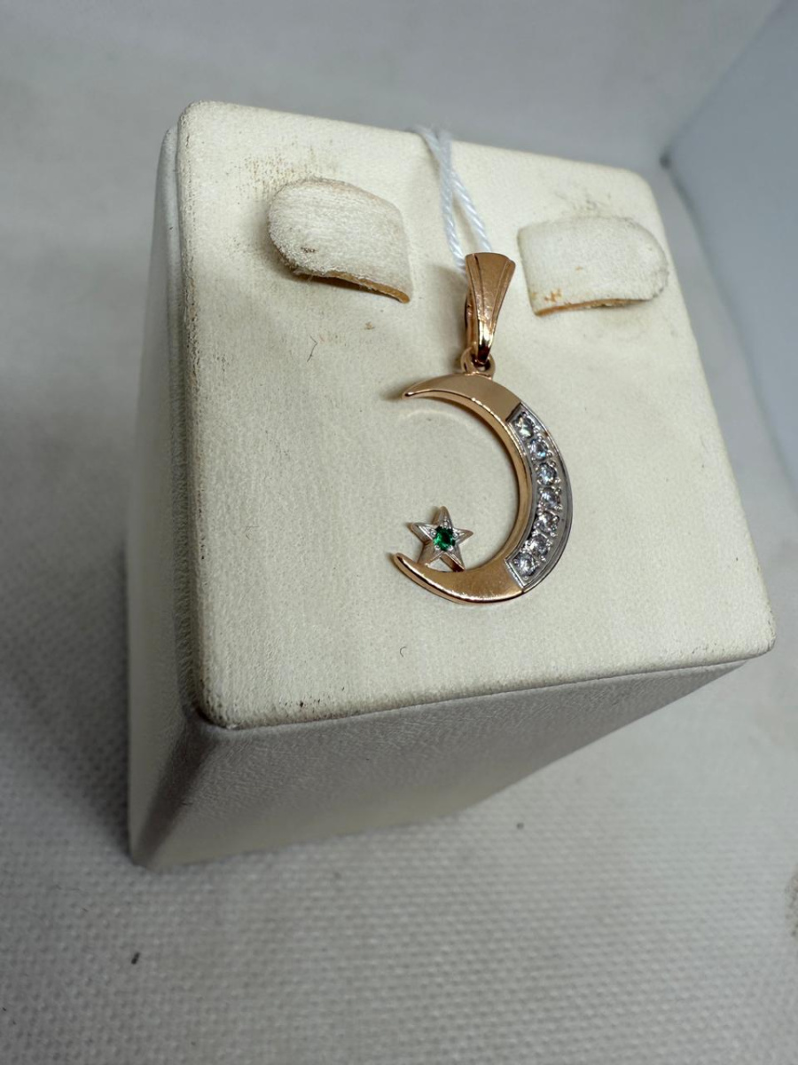 ПОДВЕСКА ПОЛУМЕСЯЦ С КАМНЯМИ (Au 585)