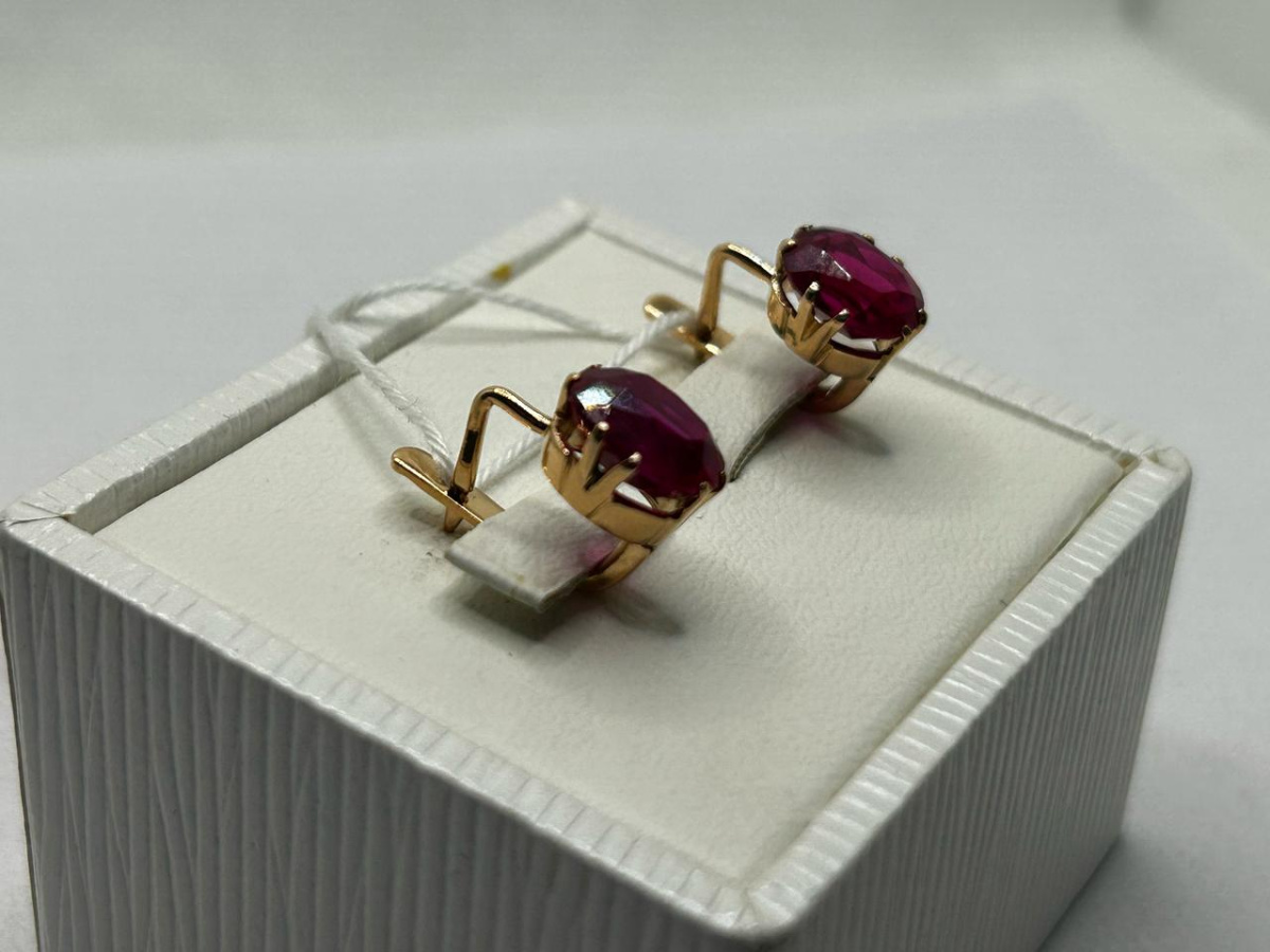 СКМ583 СЕРЬГИ С КАМНЕМ (Au 583)