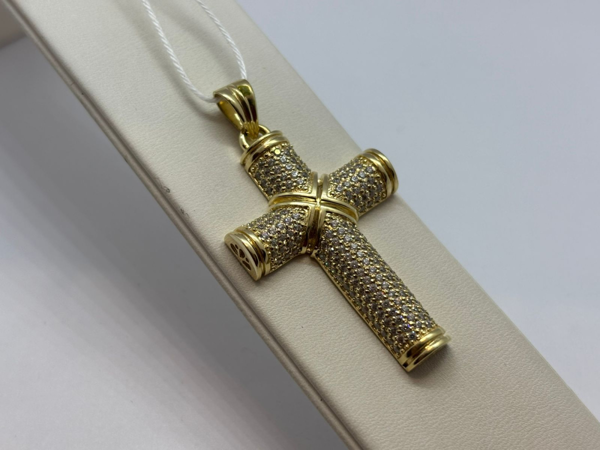 ПОДККИ585 ПОДВЕСКА КРЕСТ С КАМНЯМИ (Au 585)