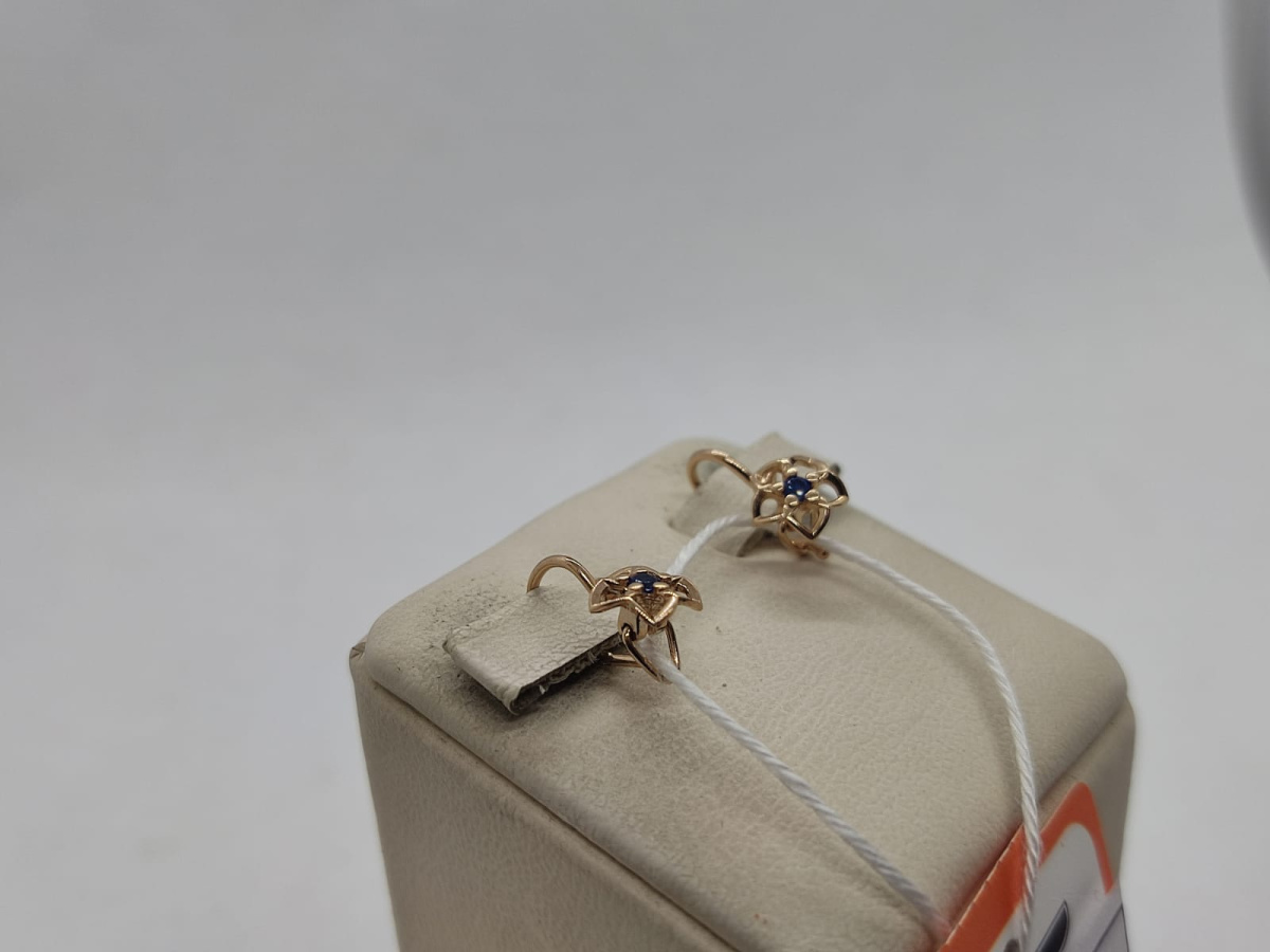 СКМ585 СЕРЬГИ С КАМНЕМ (Au 585)