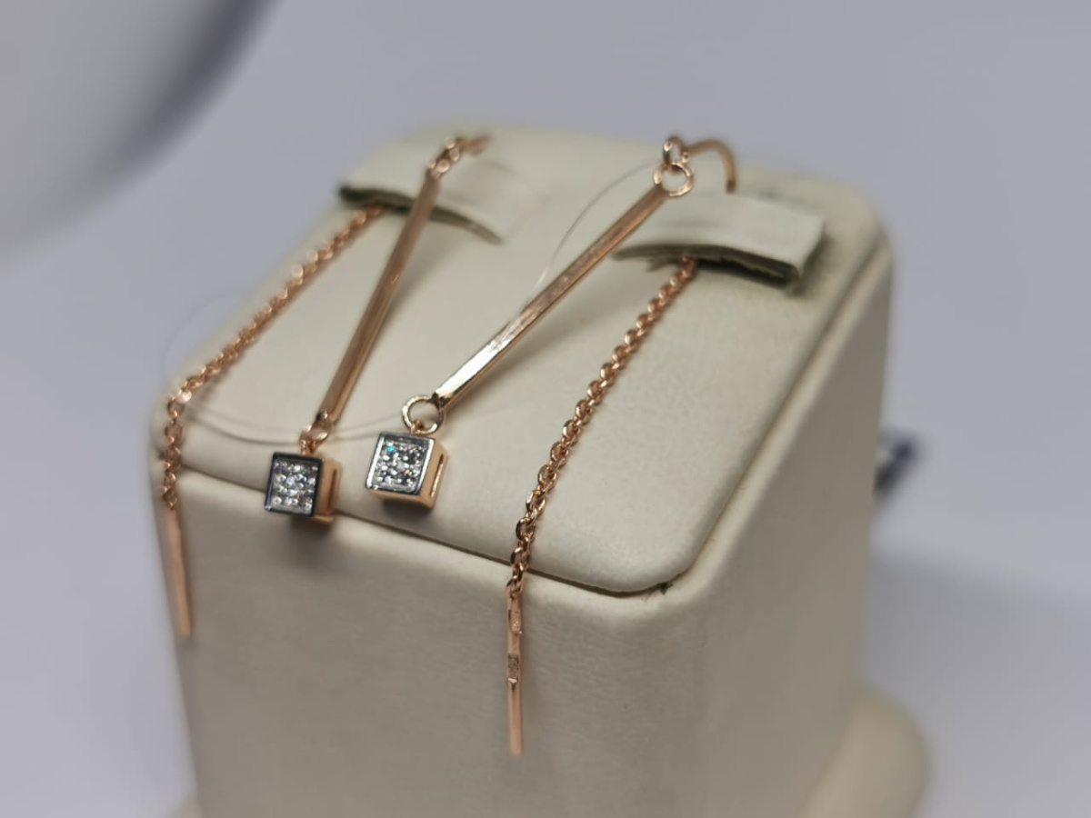 СЕРЬГИ ПРОДЕВКИ с камнями (Au 585)