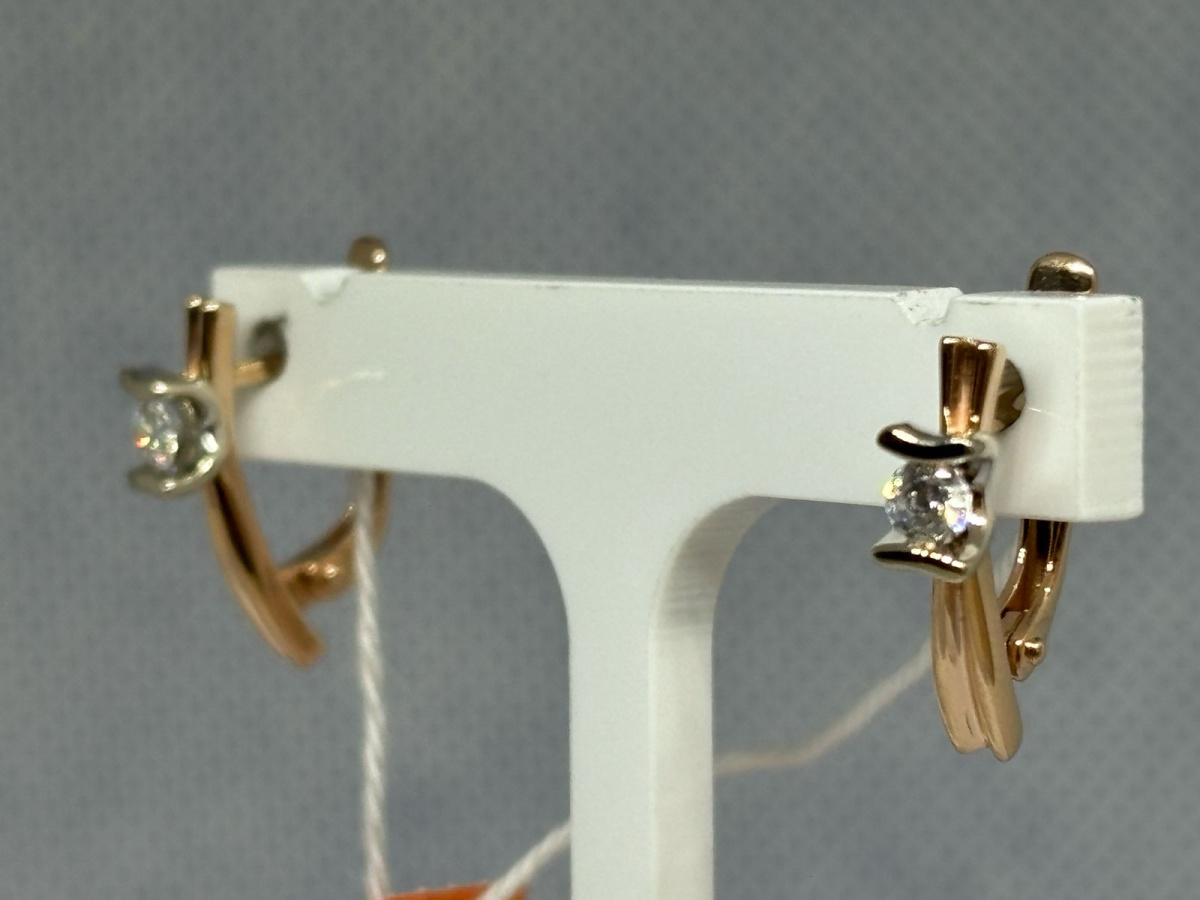 СКМ585 СЕРЬГИ С КАМНЕМ (Au 585)