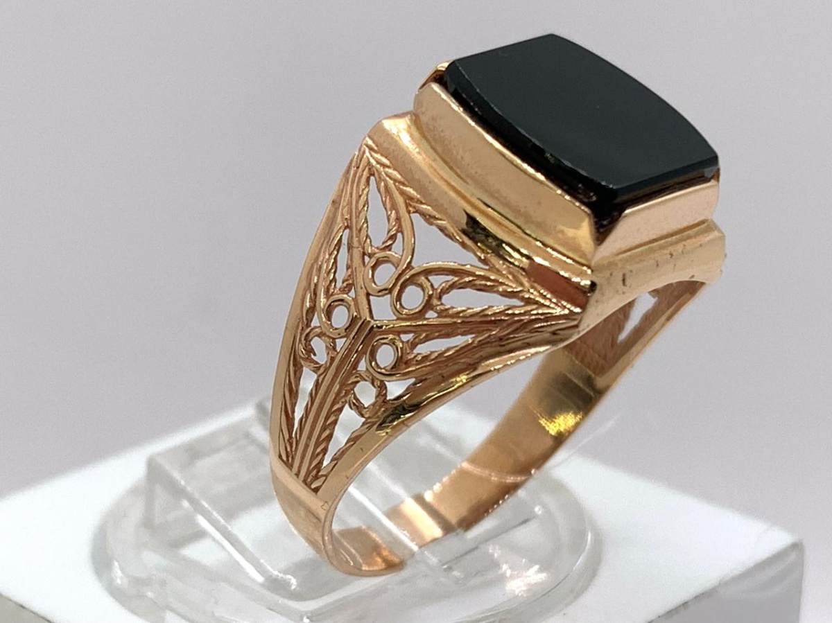 8200Аг.Ч. КОЛЬЦО ПЕЧАТКА с камнем (Au 585)