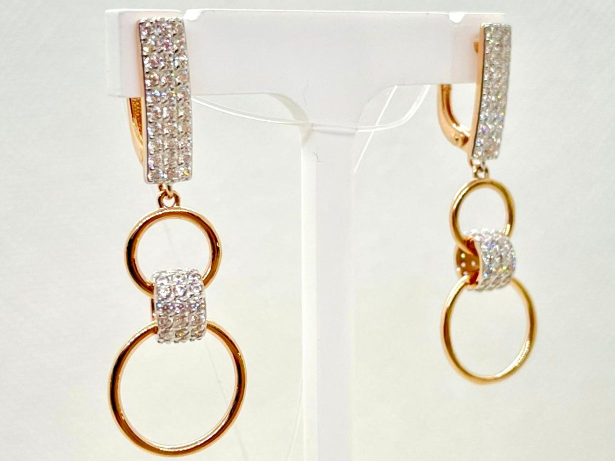 с4352 СЕРЬГИ С КАМНЯМИ (Au 585)