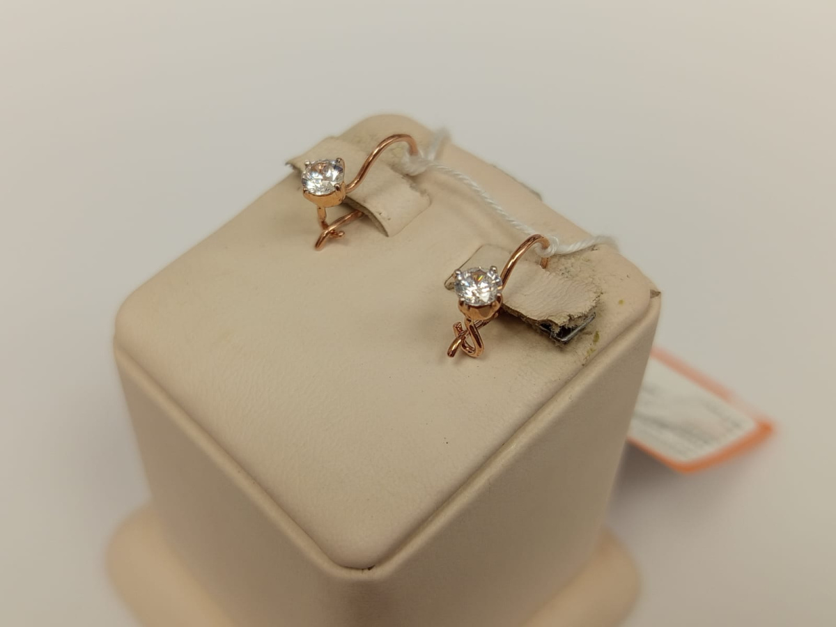 СКМ585 СЕРЬГИ С КАМНЕМ (Au 585)