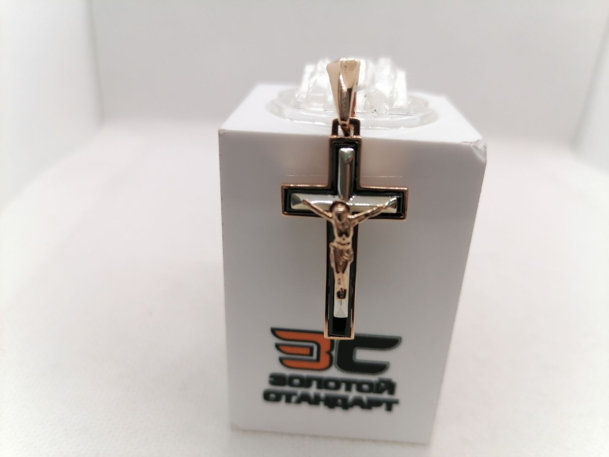 ПОДККИ585 ПОДВЕСКА КРЕСТ С КАМНЕМ (Au 585)