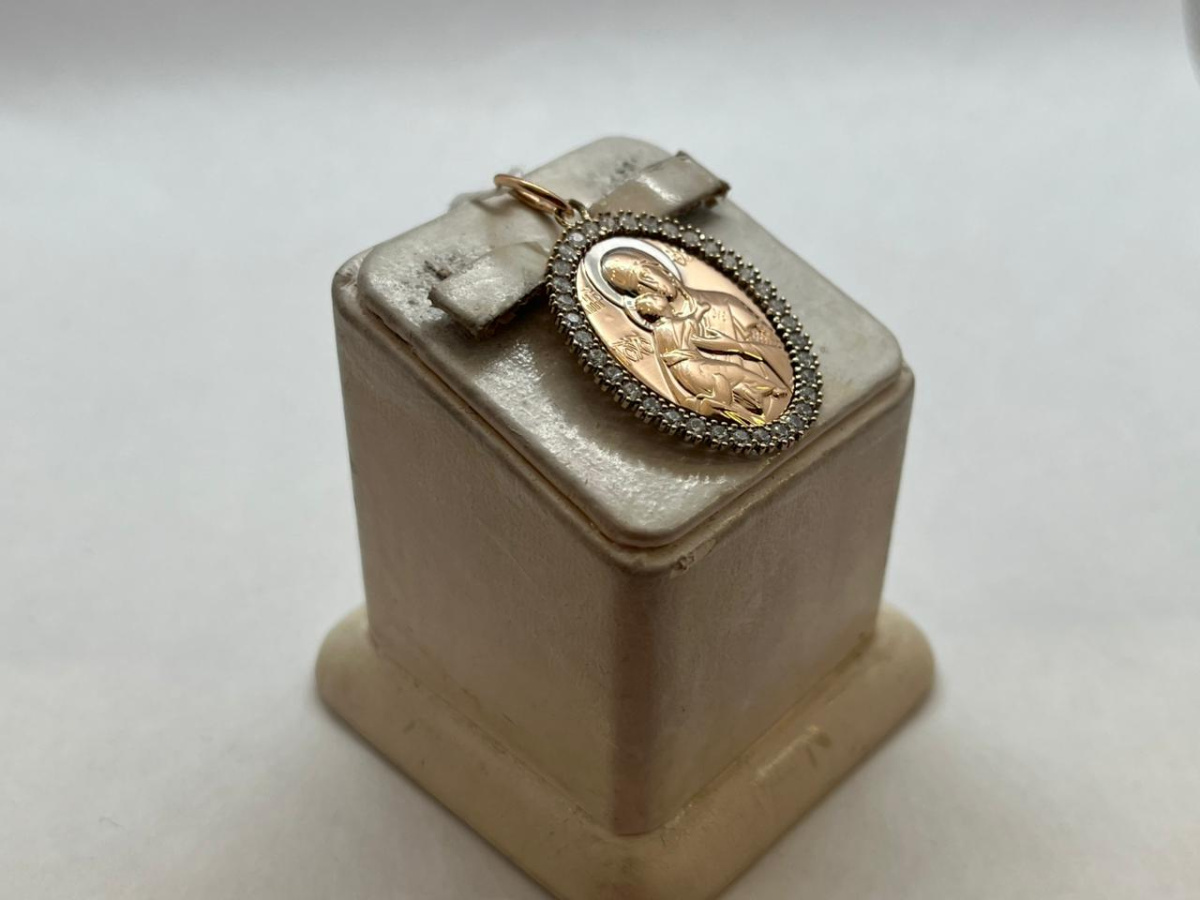 ПОДИКИ585 ПОДВЕСКА ИКОНА С КАМНЯМИ (Au 585)