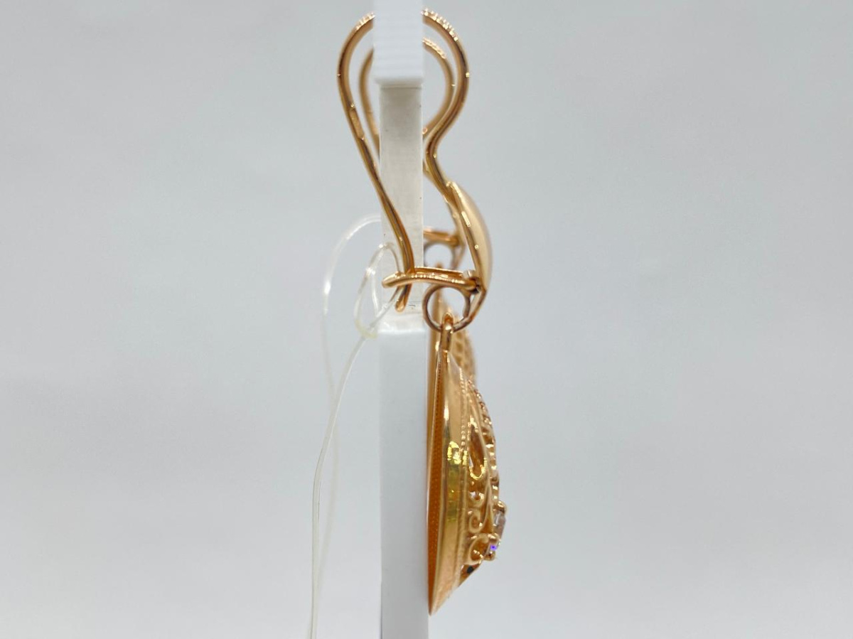 СЕРЬГИ ПЕТЕЛЬКА с камнем (Au 585)