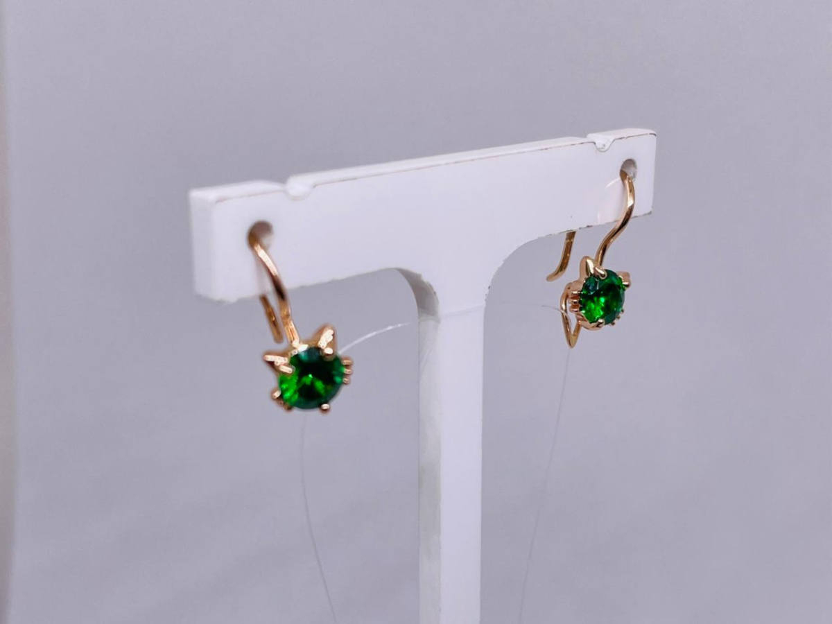 СЕРЬГИ ПЕТЕЛЬКА с камнем (Au 585)