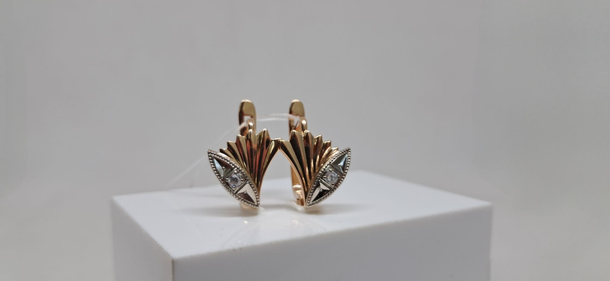 СКМ585 СЕРЬГИ С КАМНЕМ (Au 585)