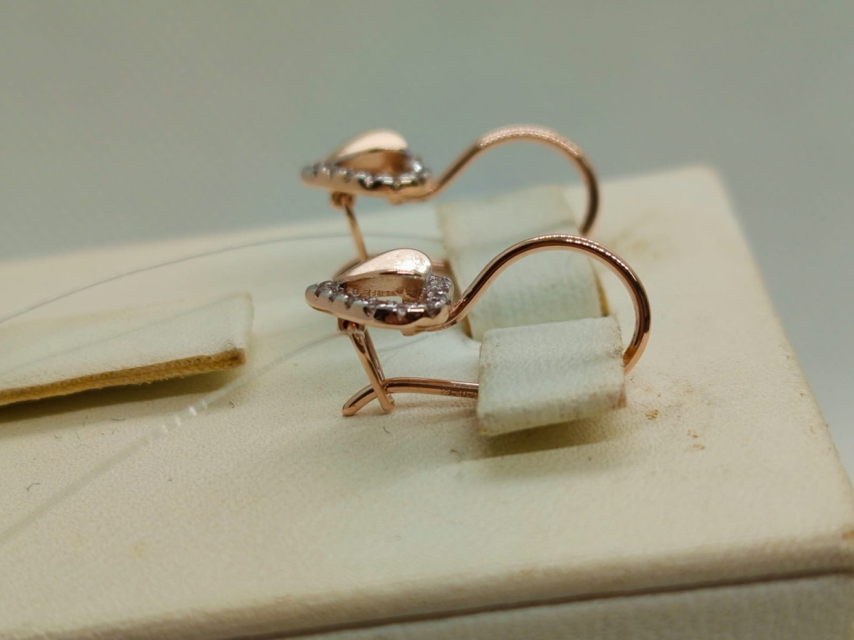 СЕРЬГИ ПЕТЕЛЬКА с камнями (Au 585)