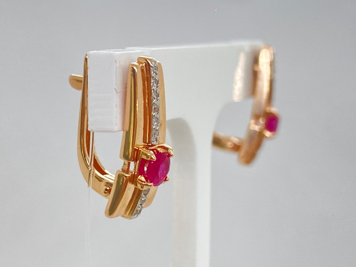 СЕРЬГИ Бриллиант, рубин (Au 585)
