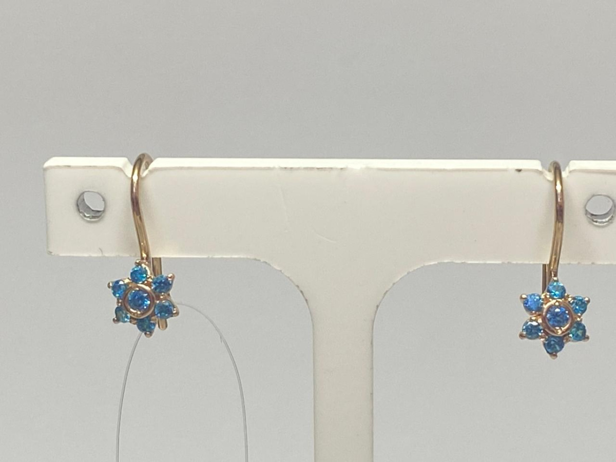 СЕРЬГИ ПЕТЕЛЬКА с камнями (Au 585)