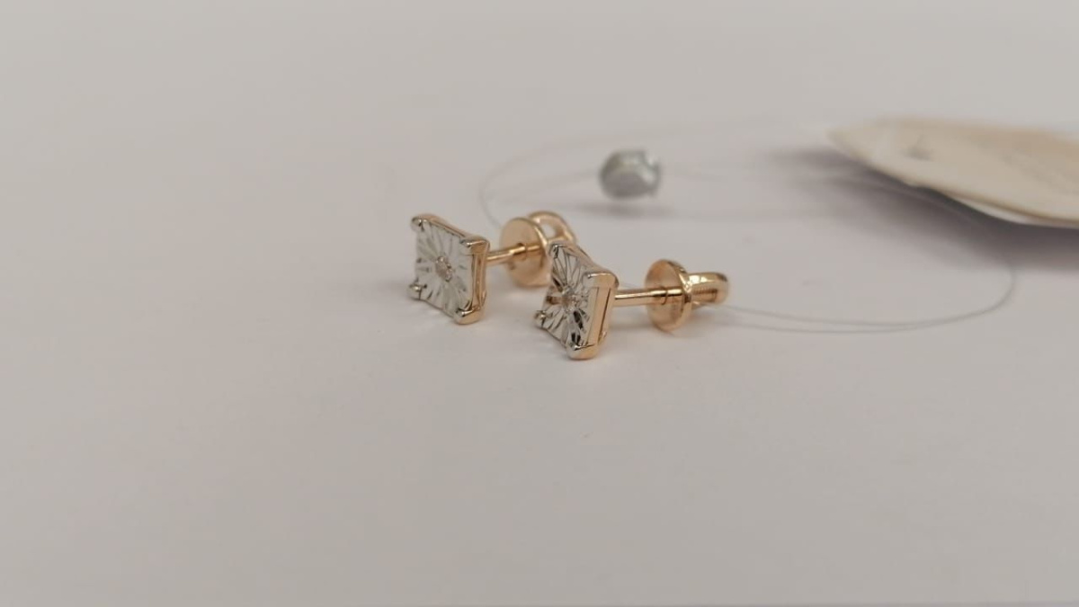 СЕРЬГИ ПУСЕТЫ с камнем (Au 585)