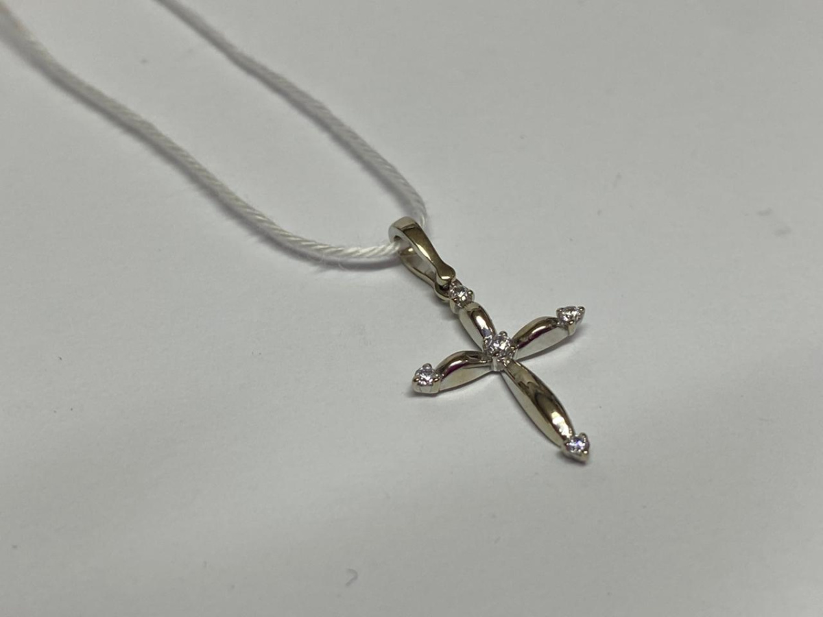 ПОДВЕСКА КРЕСТ С КАМНЯМИ (Au 585)