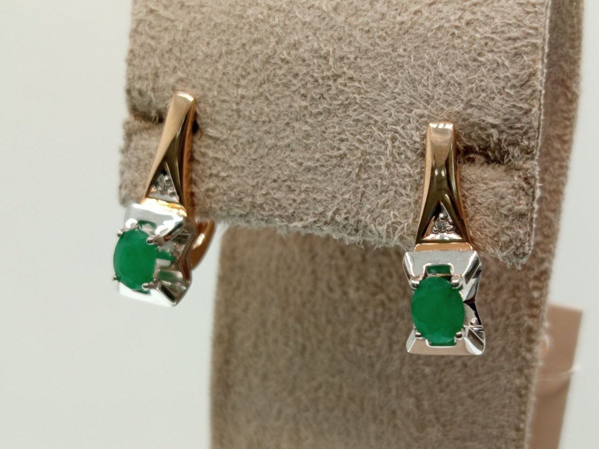 СЕРЬГИ Бриллиант, изумруд (Au 585)