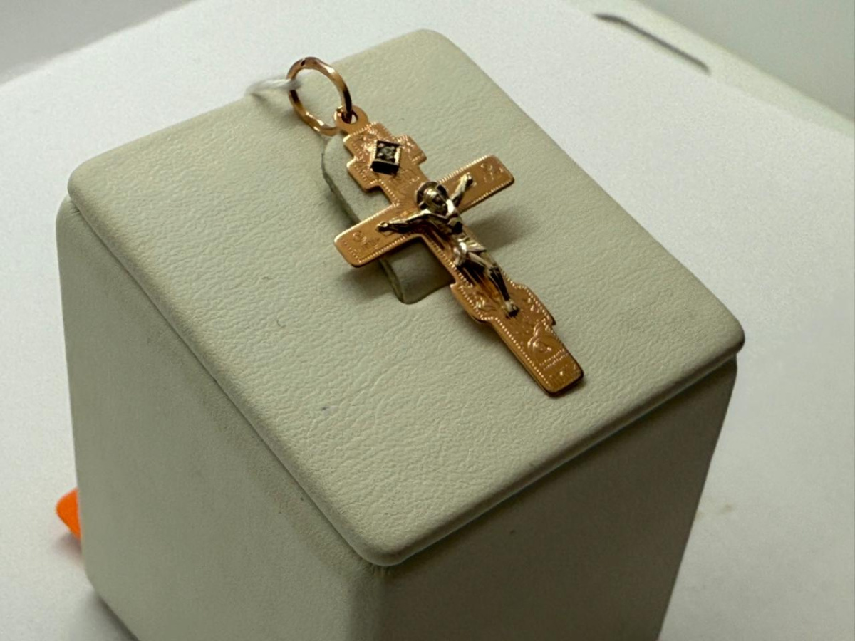 ПОДККИ585 ПОДВЕСКА КРЕСТ С КАМНЕМ (Au 585) ПОДККИ585 ПОДВЕСКА КРЕСТ С КАМНЕМ (Au 585)