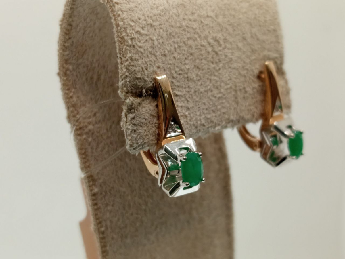 СЕРЬГИ Бриллиант, изумруд (Au 585)