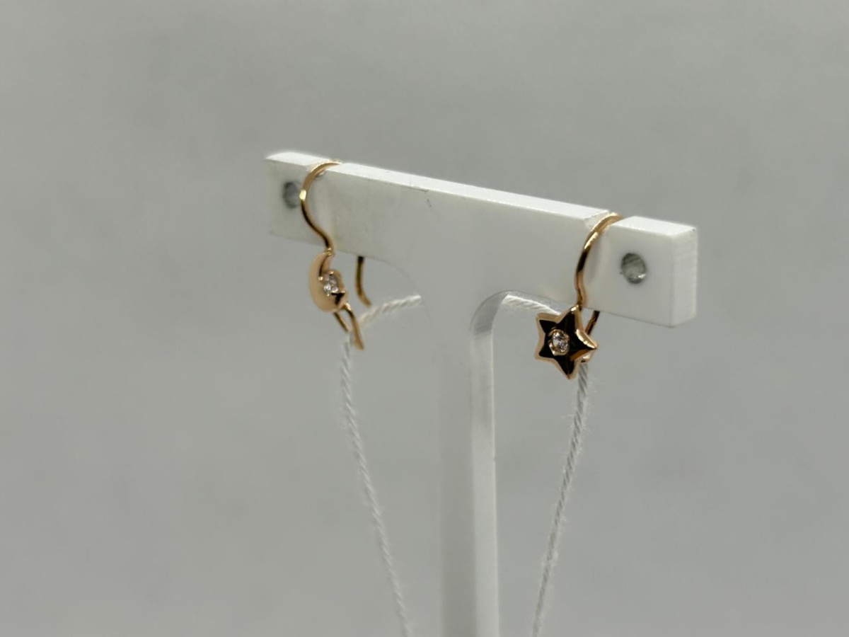 СКМ585 СЕРЬГИ С КАМНЕМ (Au 585)