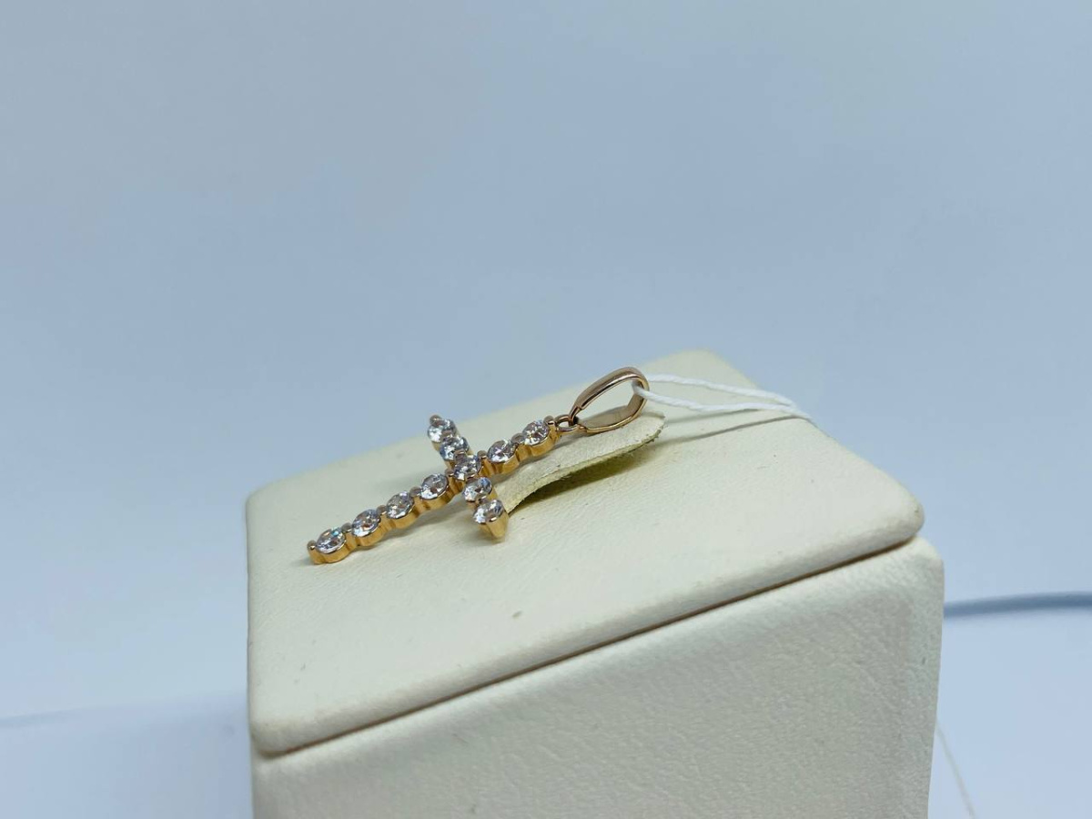 ПОДВЕСКА КРЕСТ С КАМНЯМИ (Au 585)