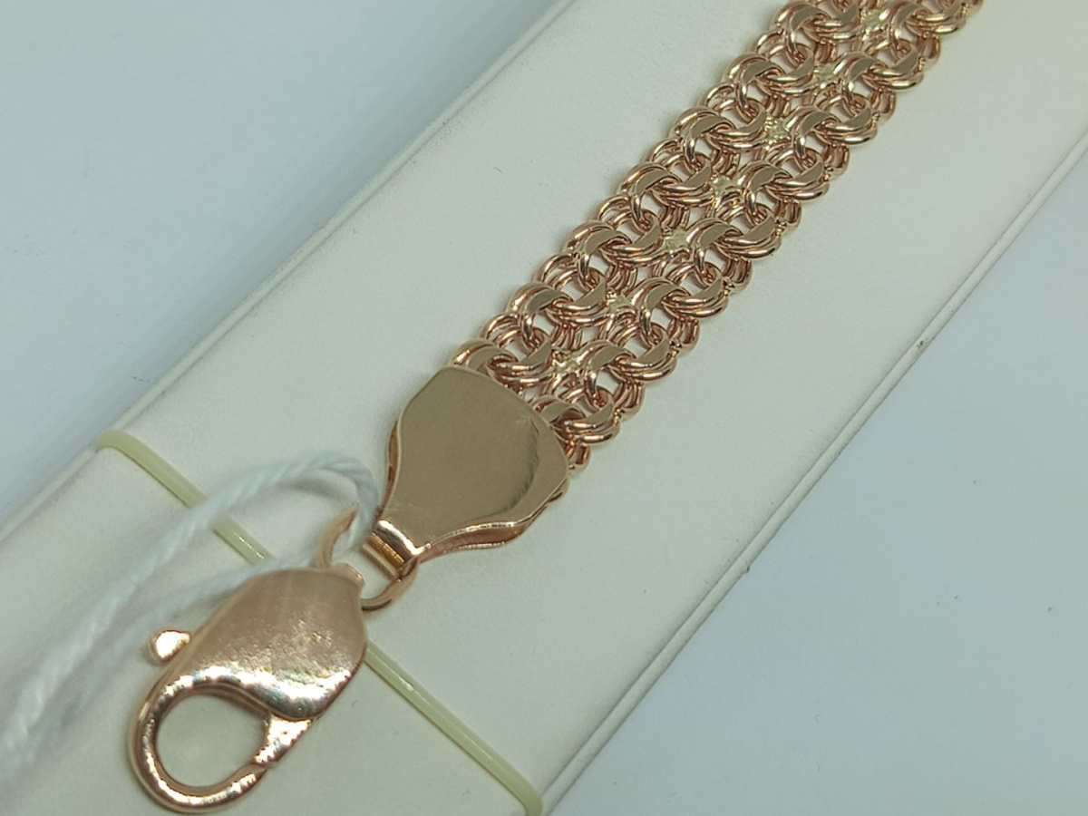 Бисмарк Б70 Двухрядный БРАСЛЕТ ПУСТОТЕЛЫЙ (Au 585)