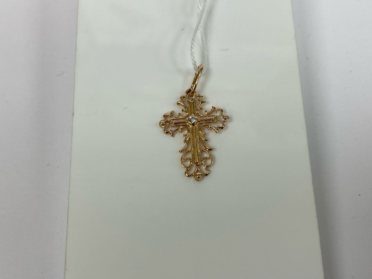ПОДВЕСКА КРЕСТ С КАМНЕМ (Au 585)
