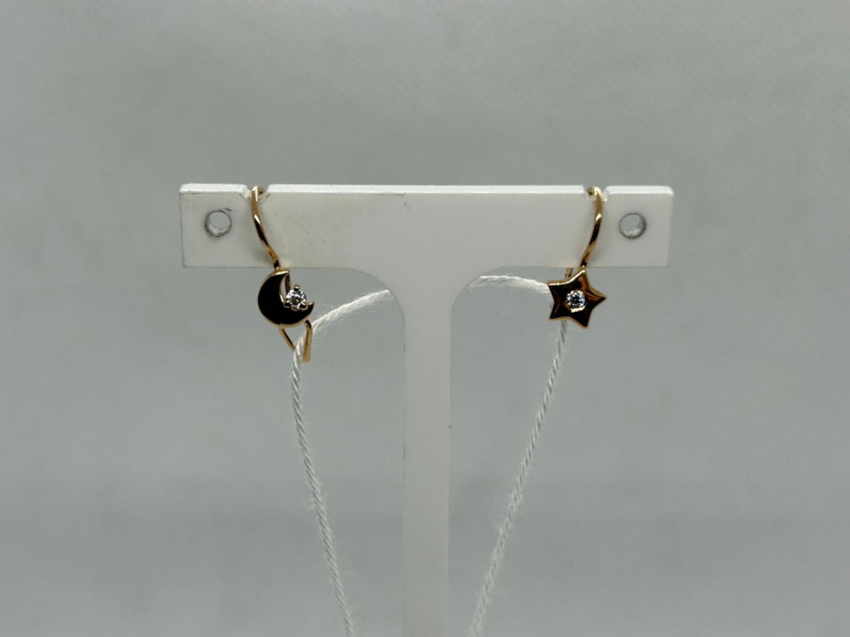 СКМ585 СЕРЬГИ С КАМНЕМ (Au 585)