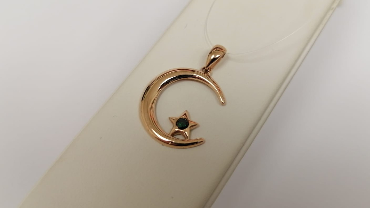 ПОДВЕСКА ПОЛУМЕСЯЦ с камнем (Au 585)